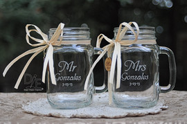 Mr and Mrs Engraved Mason Jars by Design Imagery Engraving