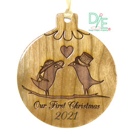 Love Birds on a Branch Christmas Ornament - Perfect for New Couples