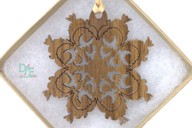Christmas Doves Ornament - Solid Black Walnut - By Design Imagery Engraving