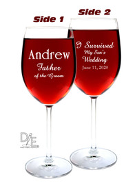 Wine Glass Double Side Engraved for Father of the Groom