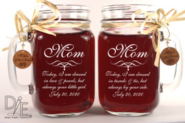 Mother of the Bride and Groom Tuxedo and Pearls Poem Mason Jars by Design Imagery Engraving