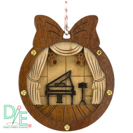 Christmas Piano Ornament by Design Imagery Engraving with Mahogany Frame