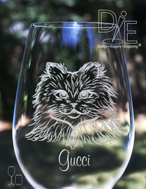 Persian Cat Wine Glass with complimentary personalization by Design Imagery Engraving