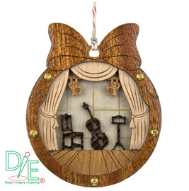 Wooden Cello Shadowbox Ornament