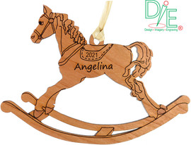 Wooden Rocking Horse Ornament Personalized