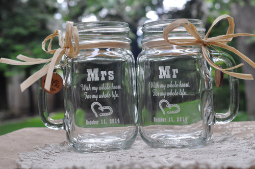 Western Wedding Mason Jars | Mr and Mrs Dated | Cherrywood Charms