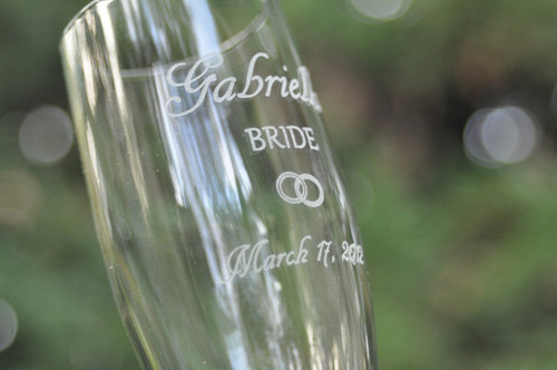 Double Ring Wedding Champagne Flutes