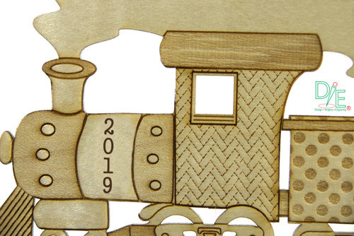 Personalized Curly Maple Wood Train Ornament