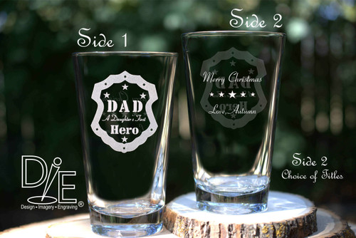 Dad Christmas Gift Beer Glass by Design Imagery Engraving