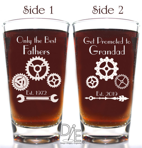 Steampunk Gear Beer Glass by Design Imagery Engraving
