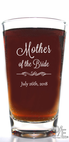 Wedding Party Beer Glass with Engraved Bow for the Ladies by Design Imagery Engraving