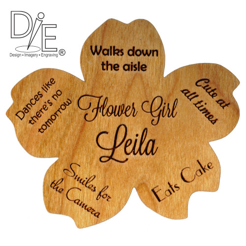 Flower Girl Brooch made from Solid Curly Maple by Design Imagery Engraving