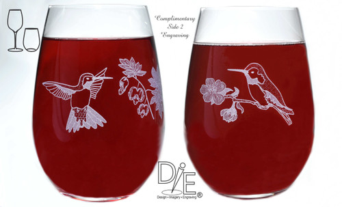 Hummingbirds 2 Wine Glass Set by Design Imagery Engraving