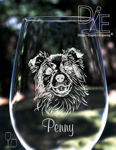 Australian Shepherd Wine Glass by Design Imagery Engraving