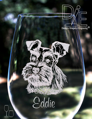 Schnauzer Wine Glass by Design Imagery Engraving