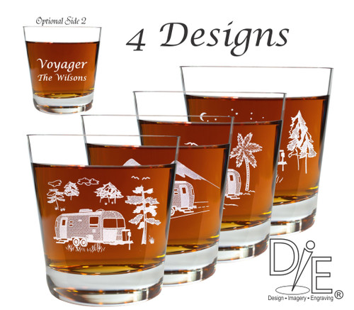 Crystal Rocks Glass Set with Camper Art by Design Imagery Engraving