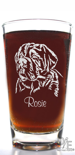 St Bernard Dog Glass Personalizable on both sides