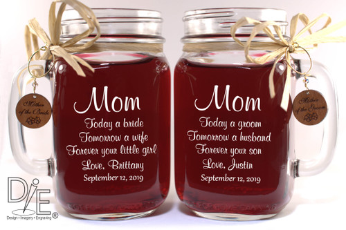 Mother of the Bride and Mother of the Groom Mason Jars by Design Imagery Engraving
