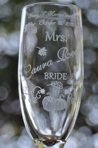 Pumpkin Champagne Glasses by Design Imagery Engraving