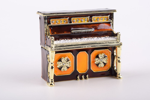 Enamel Painted Trinket Box Decorated with Austrian Crystals