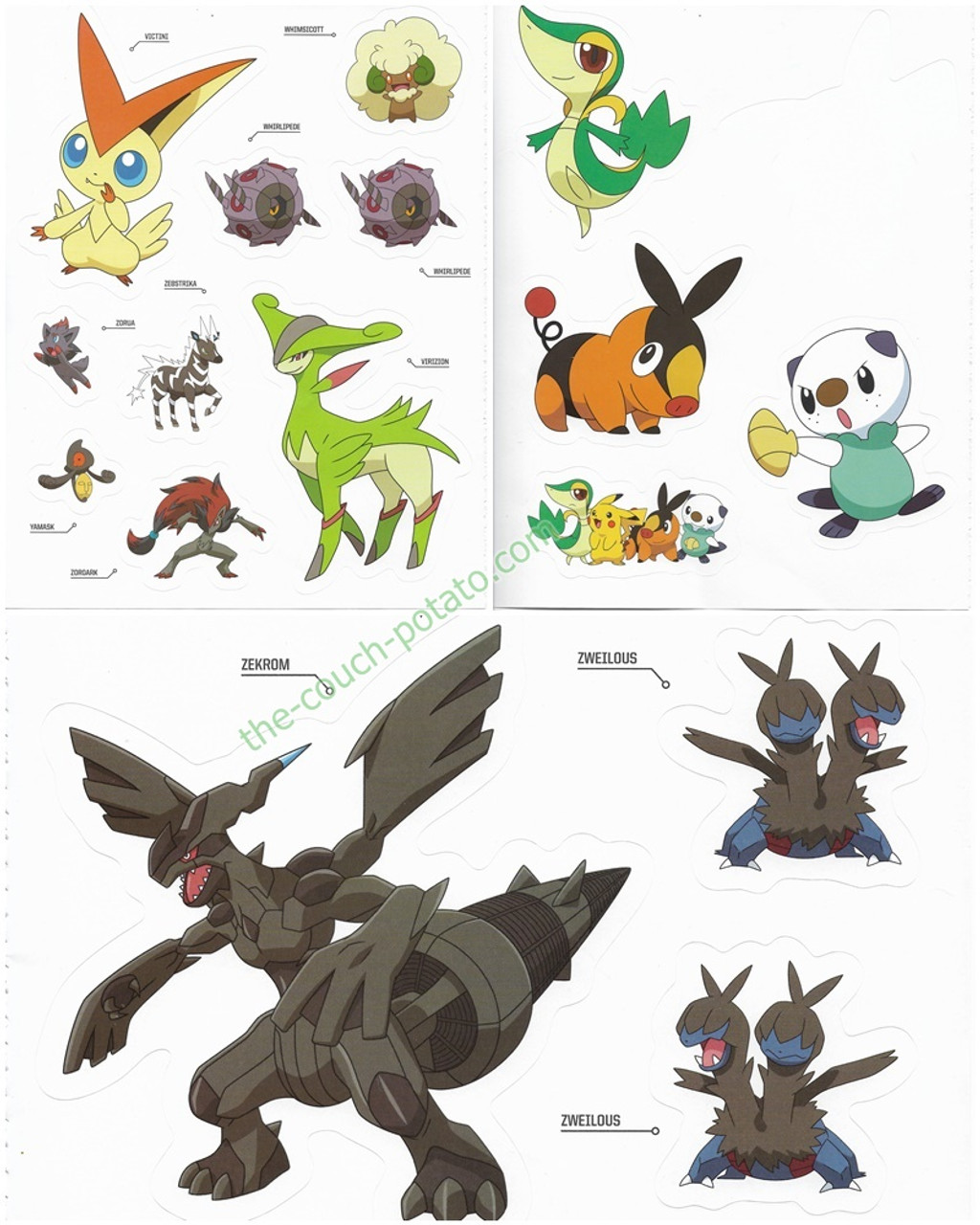 Pokemon Stickers Gen 5-Unova Starters-Snivy, Oshawott and Tepig