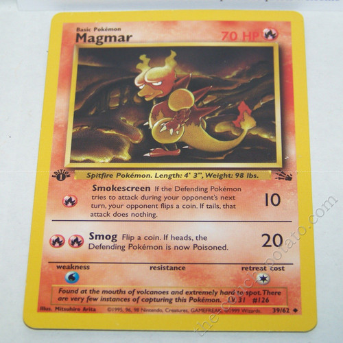 Pokemon Fossil 1st Edition cards Magmar
