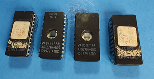 Lot of 4 Vintage AMD AM2716-IDC 16K-bit UV Erasable PROM 24-Pin C-DIP IC Chips