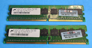 Micron 1GB 2x512MB 1Rx8 PC2-5300E DDR2-667 ECC Workstation RAM HP 384704-051 Micron 1GB 2x512MB 1Rx8 PC2-5300E DDR2-667 ECC Workstation RAM HP 384704-051