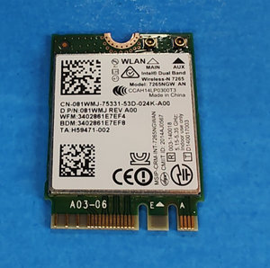 Dell Latitude E7250 E7450 Laptop Dual Band Wireless + Bluetooth 4.0 Card 81WMJ Dell Latitude E7250 E7450 Laptop Dual Band Wireless + Bluetooth 4.0 Card 81WMJ