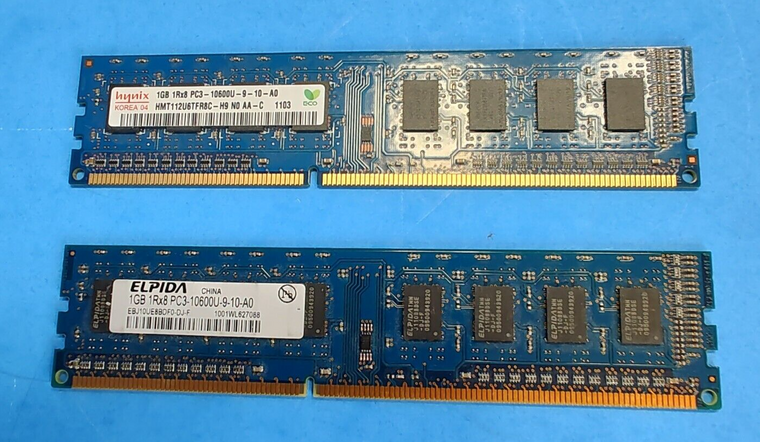 Hynix/Elpida 2GB (2x1GB) 1Rx8 PC3-10600 DDR3-1333 Desktop Ram Memory
