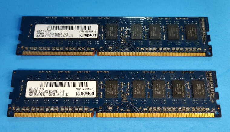 Kingston 8GB (2x4GB) 2Rx8 PC3L-10600E DDR3L-1333 ECC Workstation/Server Memory