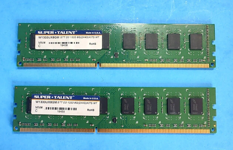 Micron 8GB (2x4GB) PC3-10600 DDR3-1333 Desktop RAM Memory Supertalent W1333UX8GM