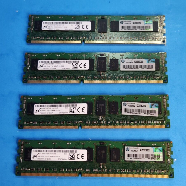 Micron 16GB (4x4GB) 1Rx4 PC3-12800R DDR3-1600 Registered ECC Server RAM Memory