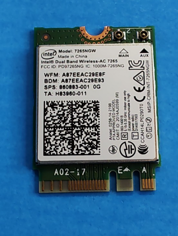 HP/Acer ChromeBook 11 CP311 Intel Dual Band Wireless-AC 7265 Adapter 860883-001