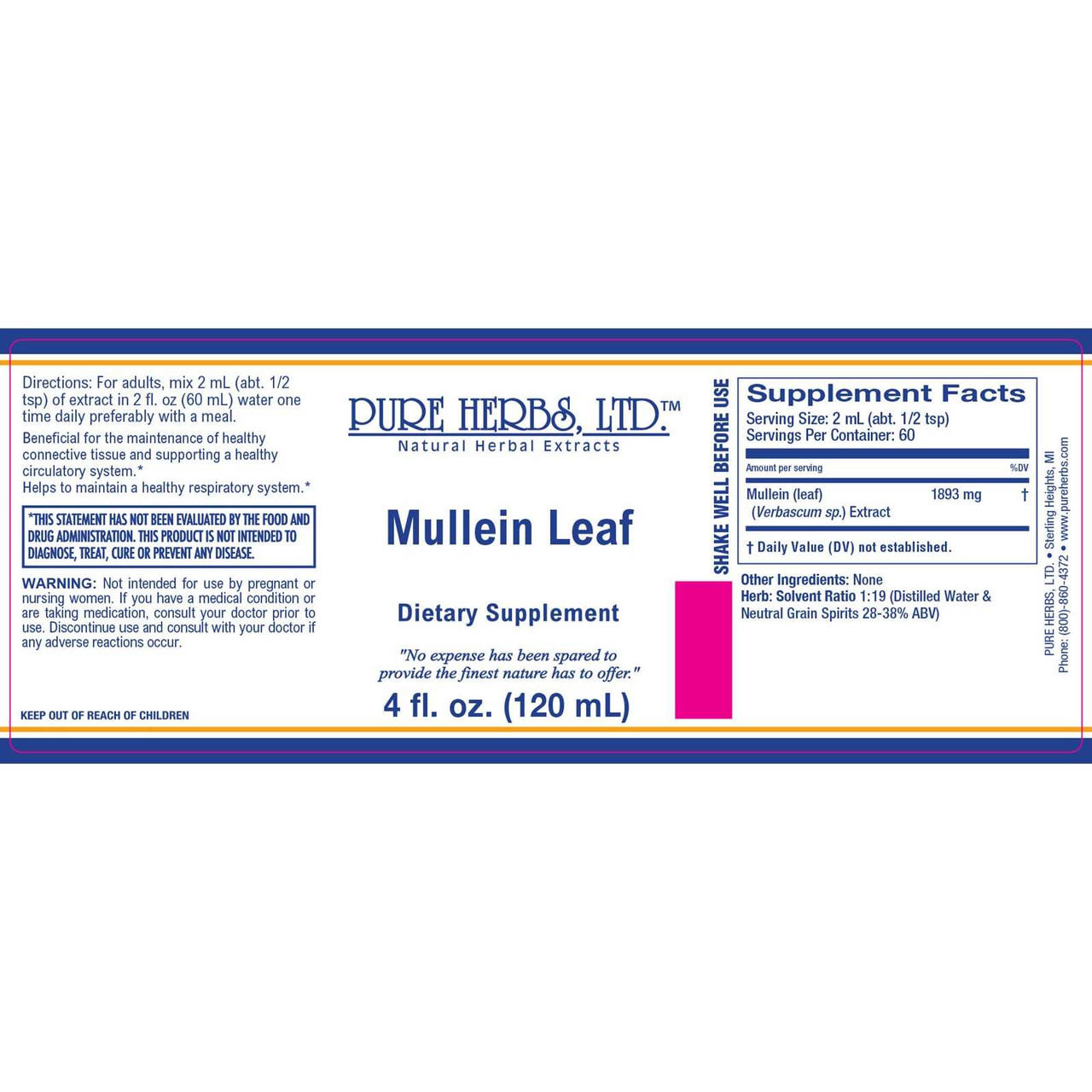 Pure Herbs, Ltd. Mullein Leaf (4 oz)