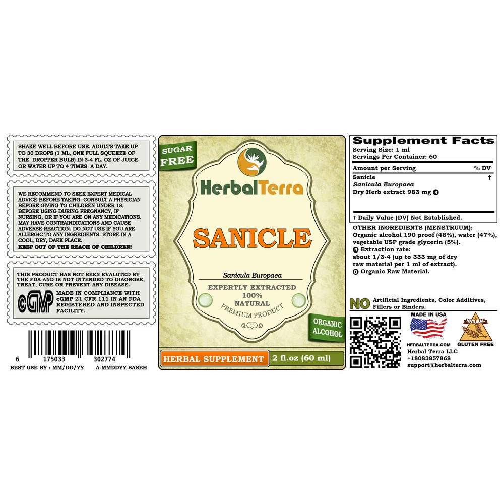 HerbalTerra Sanicle (Sanicula Europaea) Tincture 4 oz. - Mountain
