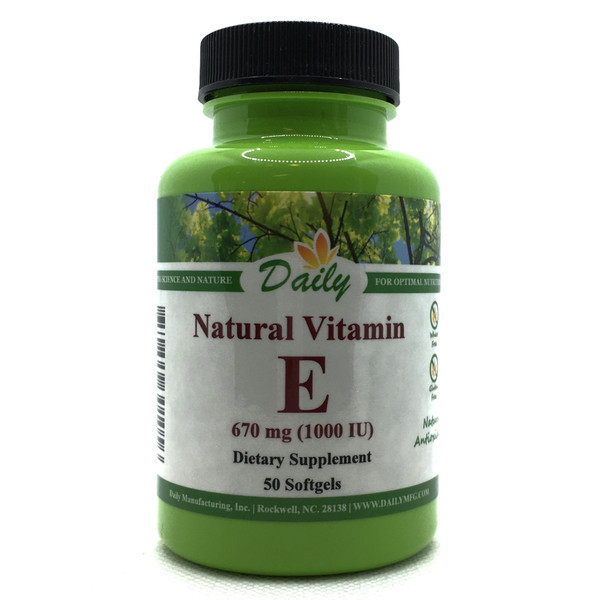 Daily Manufacturing Vitamin E 1000 IU (50 softgels)