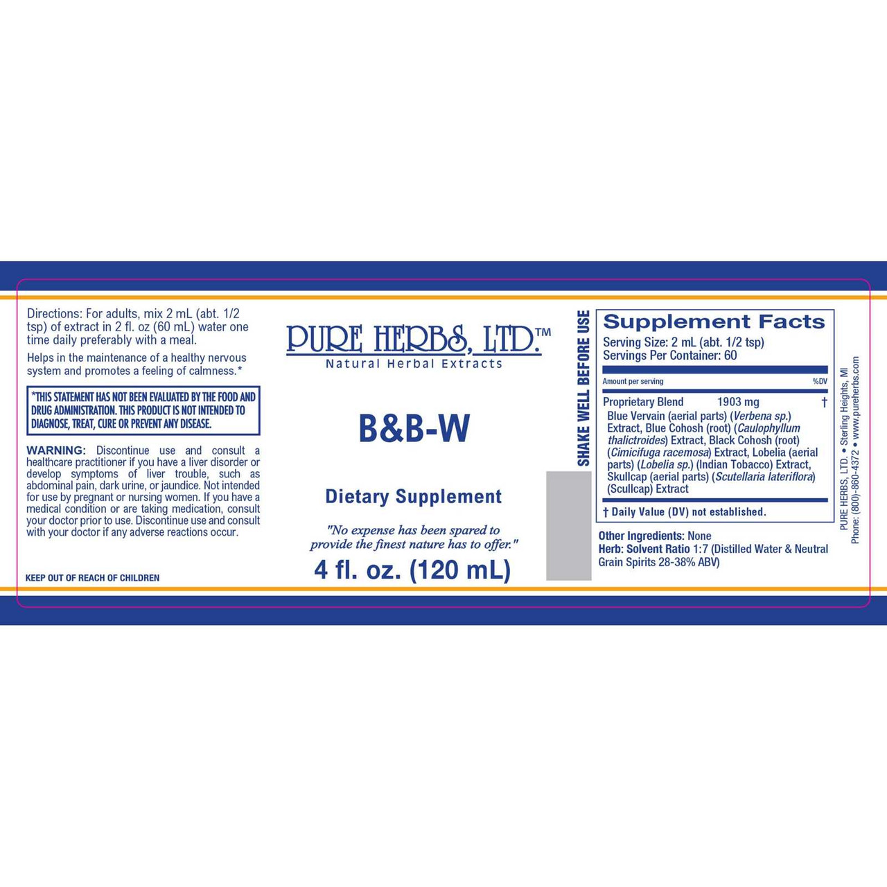Pure Herbs, Ltd. B & B-W (4 oz.)