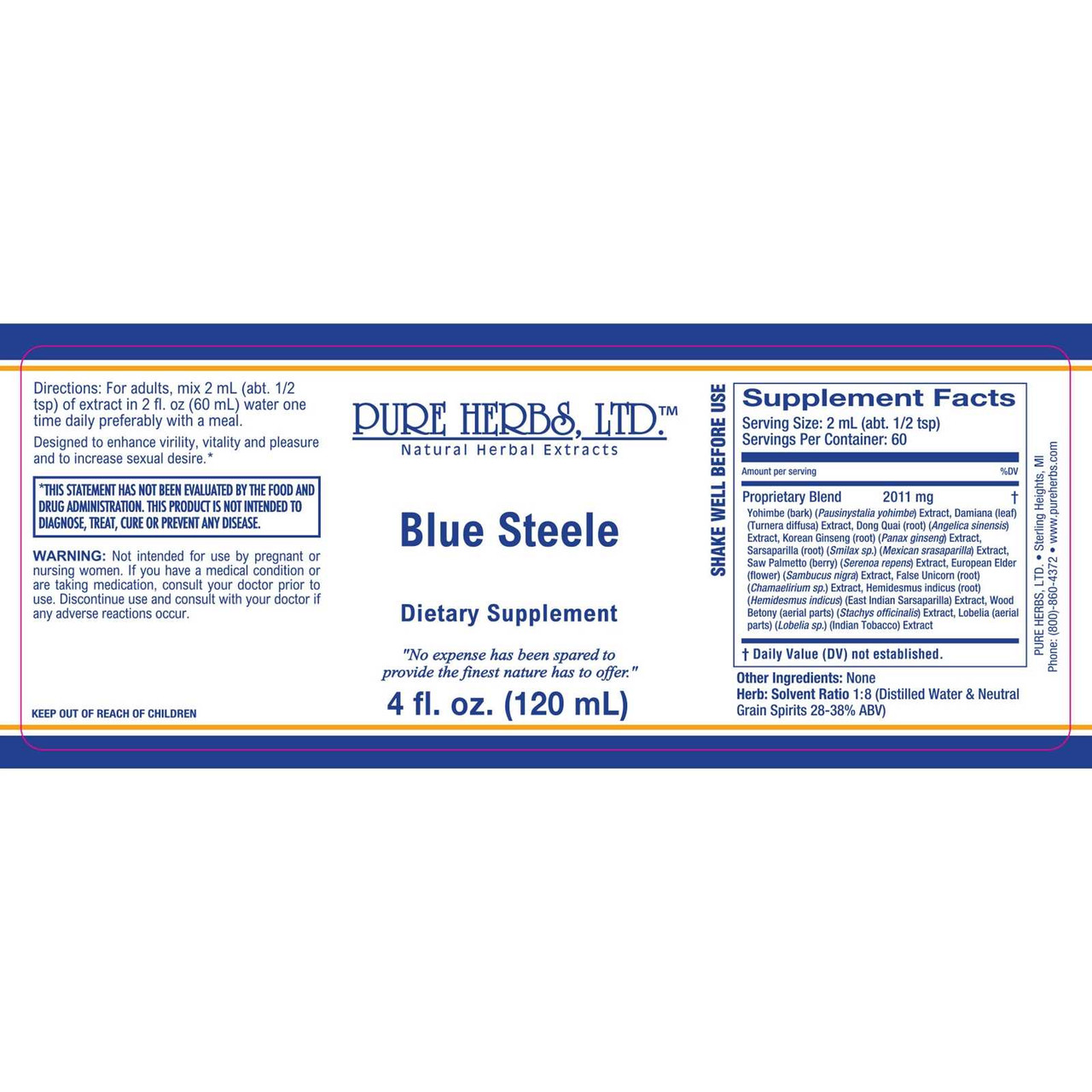 Pure Herbs, Ltd. Blue Steele (4 oz.) Reformulated