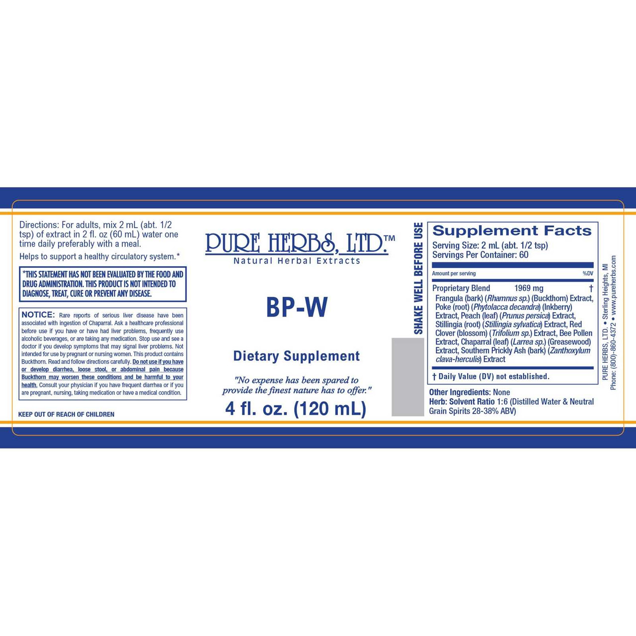 Pure Herbs, Ltd. BP-W (4 oz.)