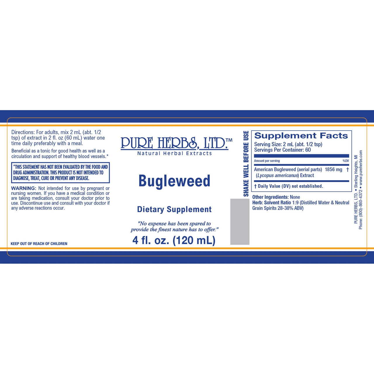 Pure Herbs, Ltd.  Bugleweed (4 oz.)