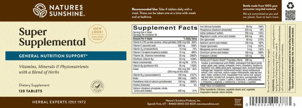 Super Supplemental Vitamin & Mineral (WITH IRON) (120 tabs)