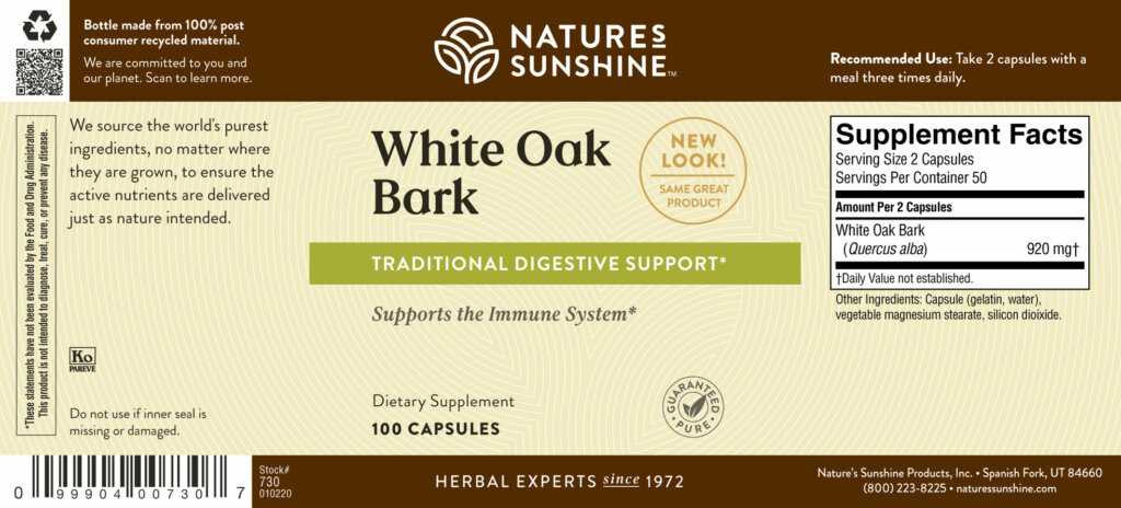 White Oak Bark (100 caps)