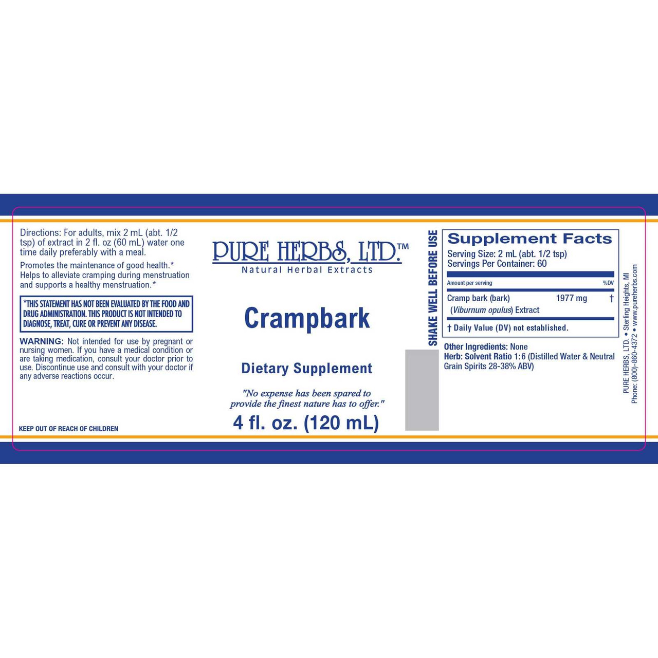 Pure Herbs, Ltd. Crampbark (4 oz.)