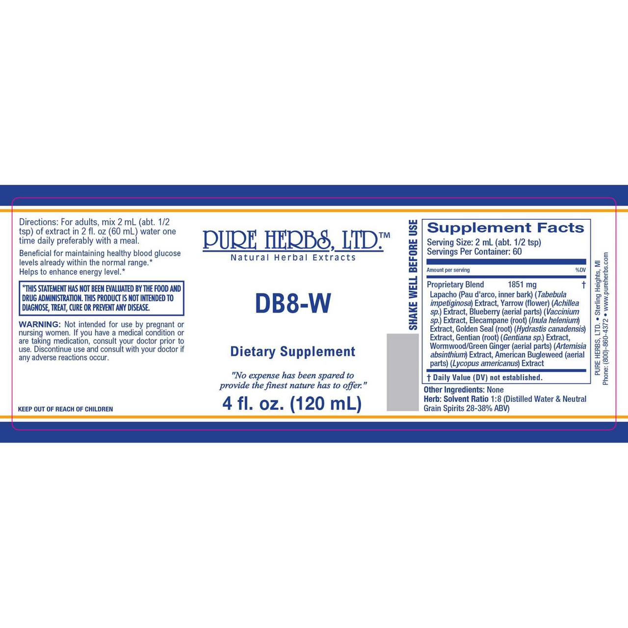 Pure Herbs, Ltd. DB8-W (4 oz.)