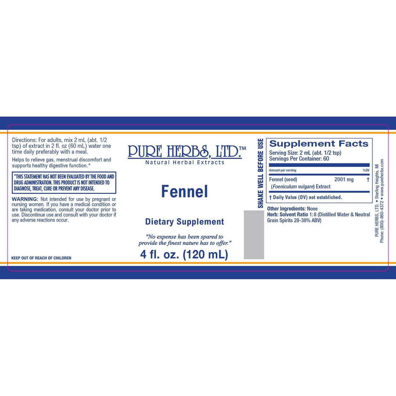 Pure Herbs, Ltd. Fennel (4 oz.)