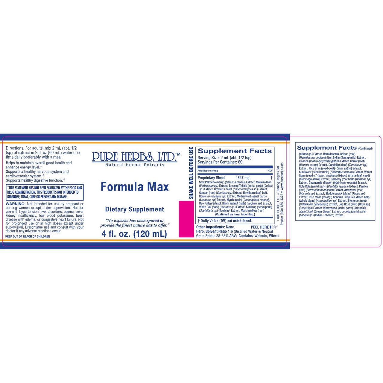 Pure Herbs, Ltd. Formula Max (4 oz.) (reformulated)
