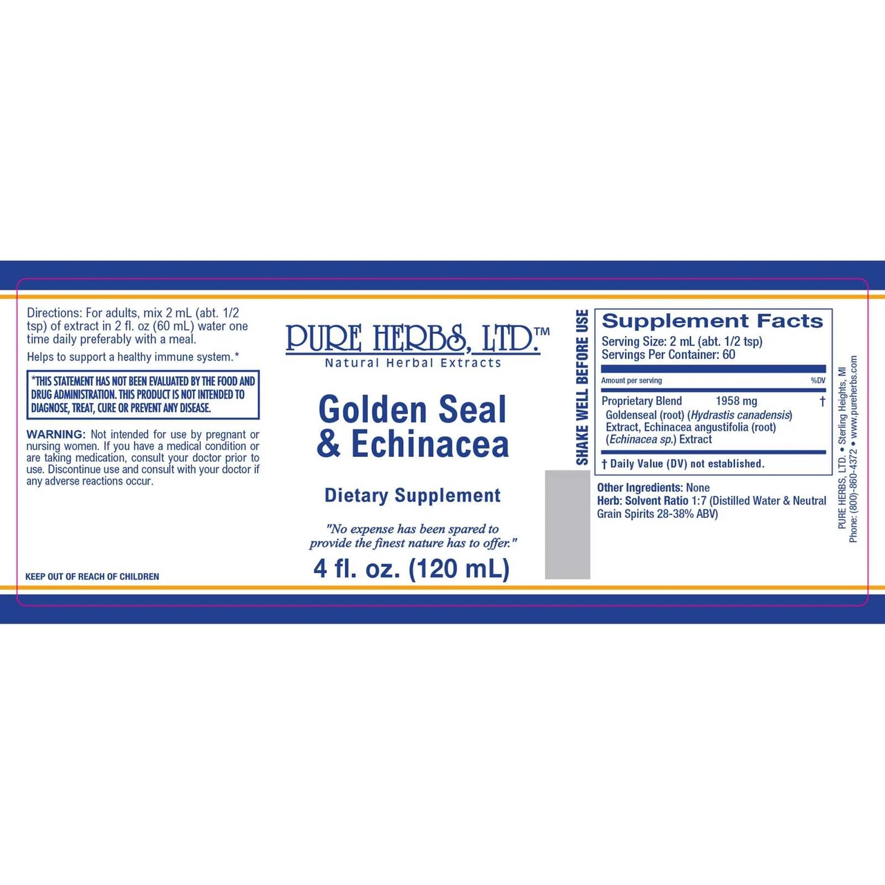 Pure Herbs, Ltd. Golden Seal & Echinacea (4 oz.)