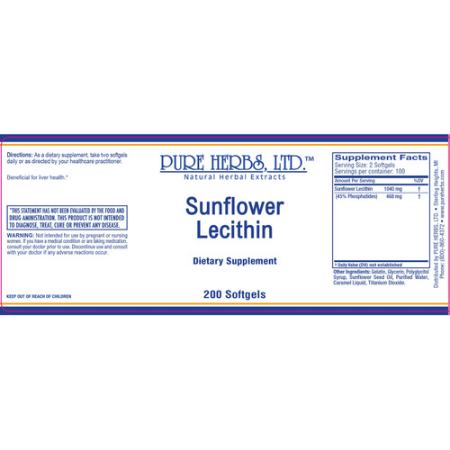 Pure Herbs, Ltd. Sunflower Lecithin (200 softgels)