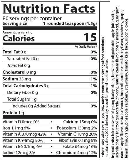 BarleyLife Xtra (12.70 oz/360 g apple-cherry powder)